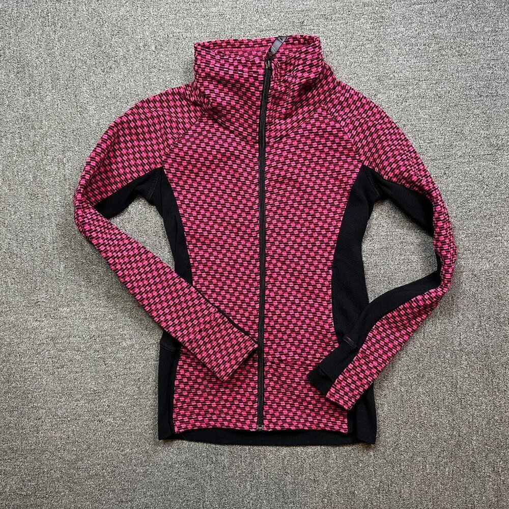 Lululemon Radiant Jacket Womens 4 Pink Black Geometric Full Zip Fleece - Picture 3 of 7
